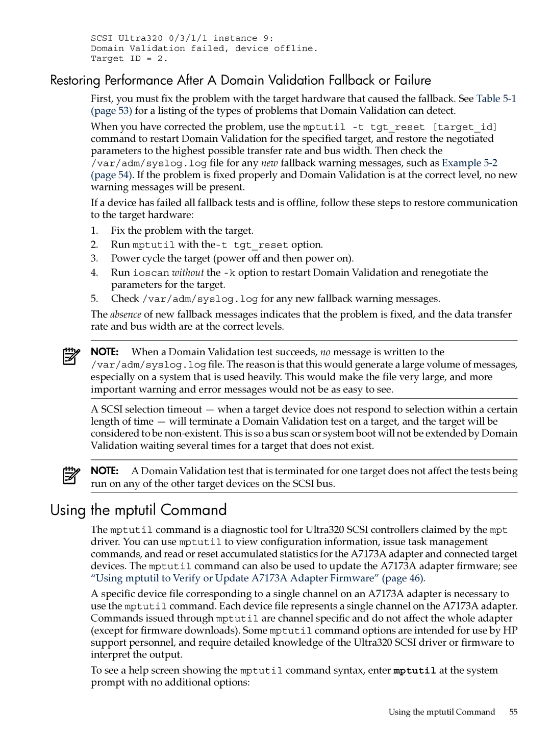 HP Ultra320 A7173A manual Using the mptutil Command 