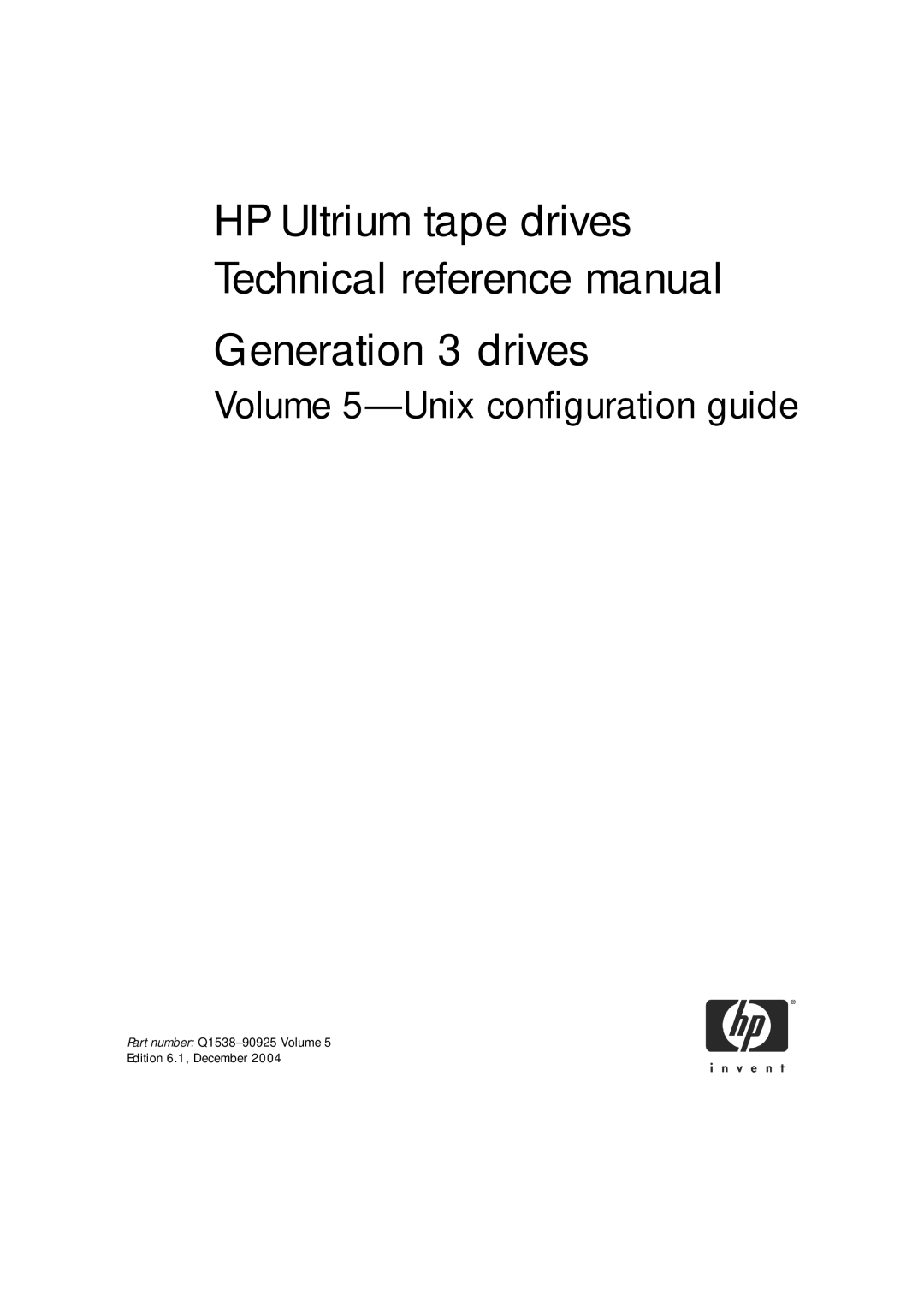 HP Ultrium Tape Drive manual Generation 3 drives 