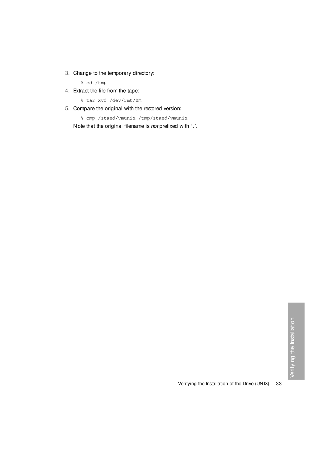 HP Ultrium Tape Drive manual Change to the temporary directory, Extract the file from the tape 