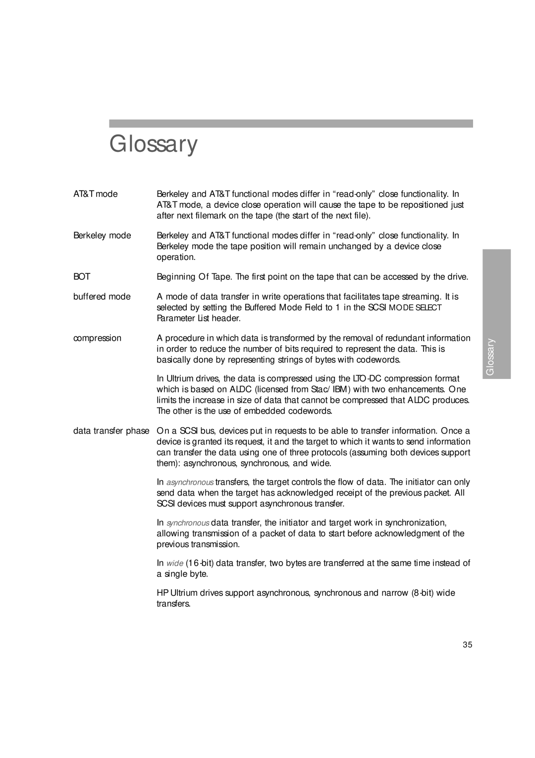 HP Ultrium Tape Drive manual Glossary 