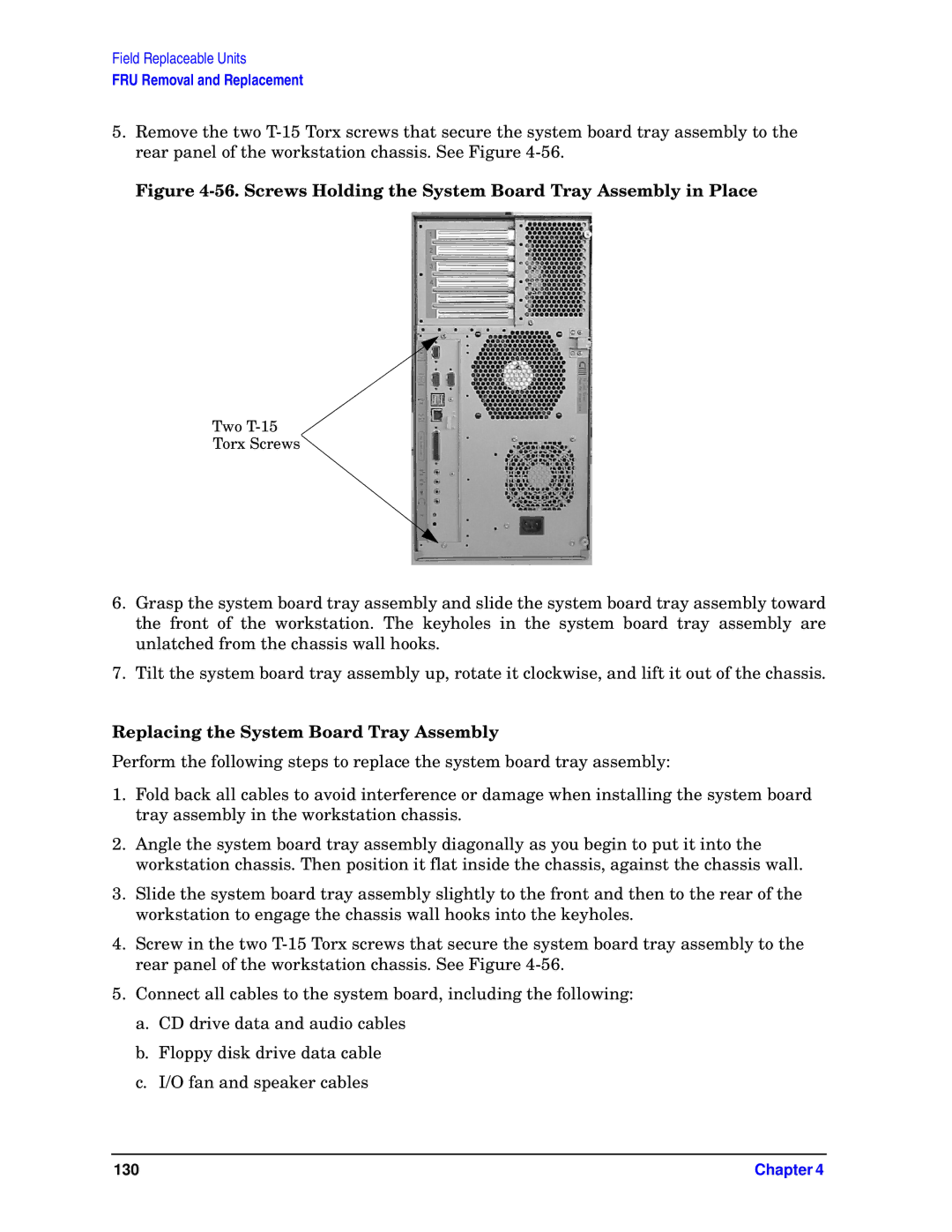 HP unix manual Screws Holding the System Board Tray Assembly in Place, Replacing the System Board Tray Assembly 
