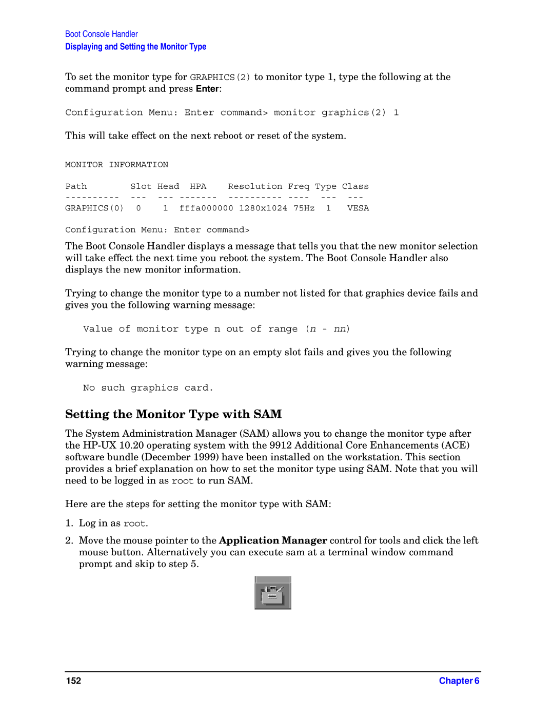 HP unix manual Setting the Monitor Type with SAM 