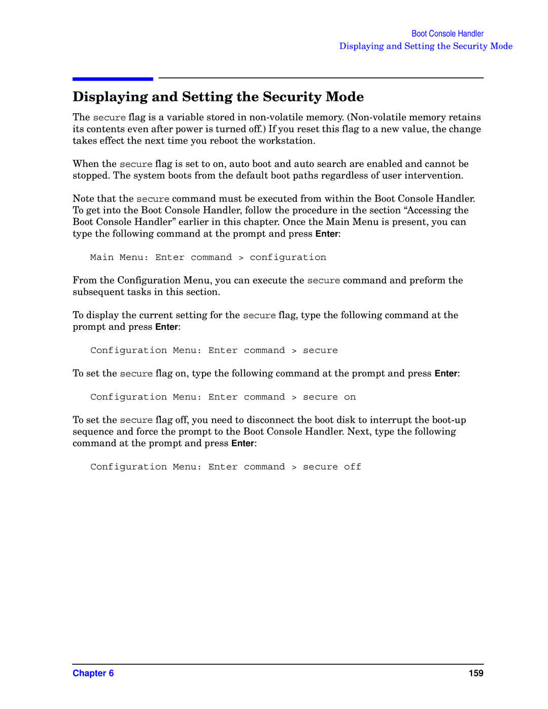 HP unix manual Displaying and Setting the Security Mode 