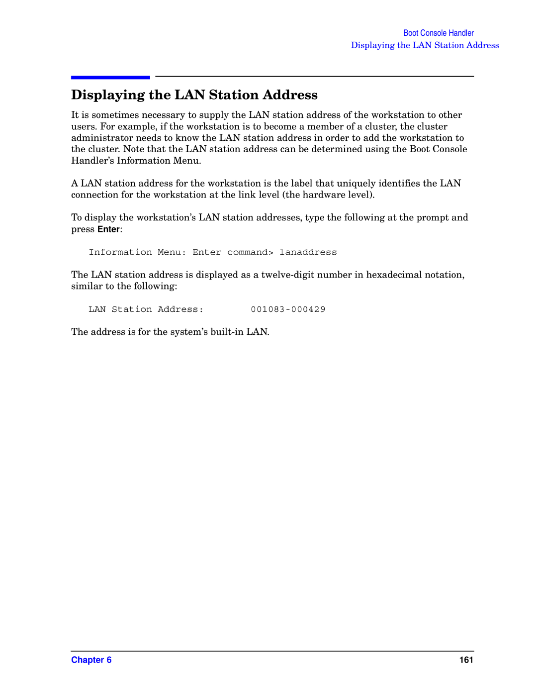 HP unix manual Displaying the LAN Station Address 