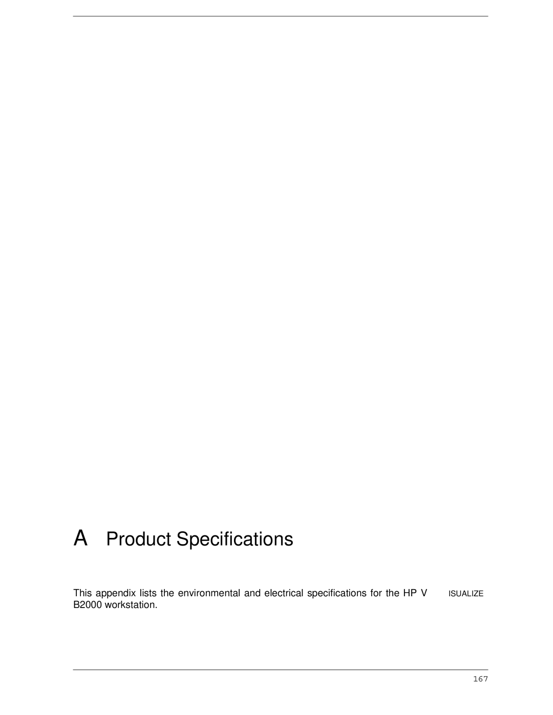 HP unix manual Product Specifications 