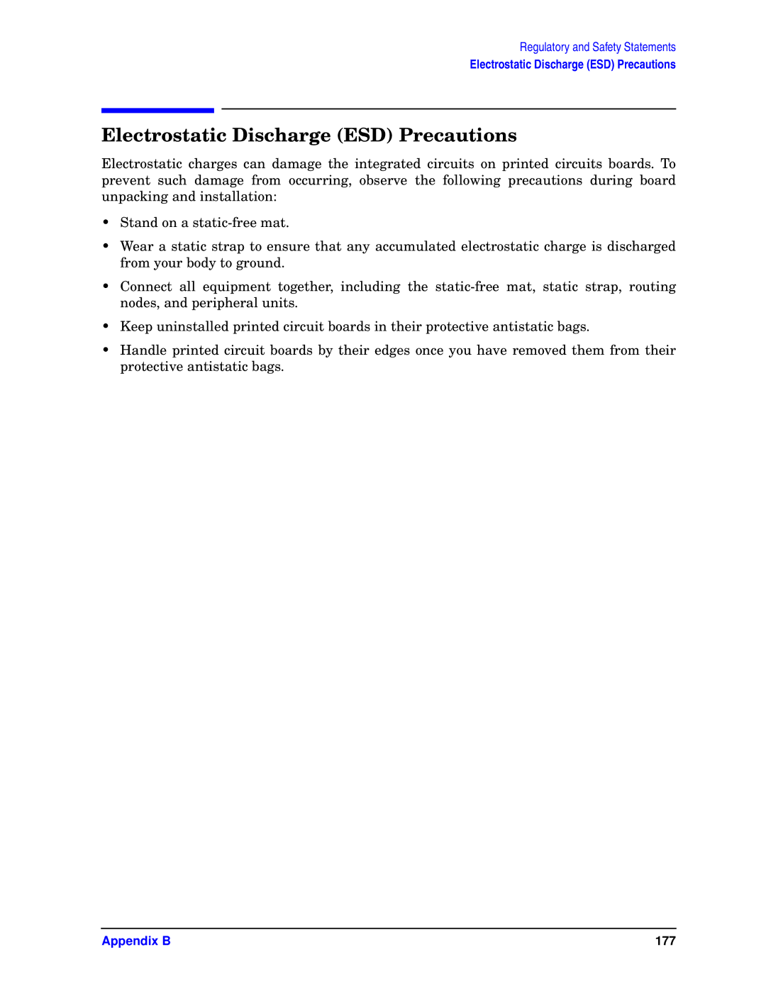 HP unix manual Electrostatic Discharge ESD Precautions 