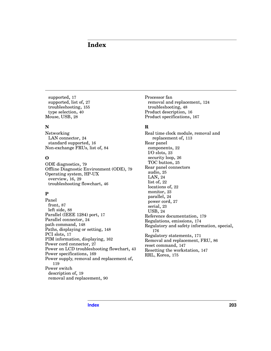 HP unix manual Index 203 