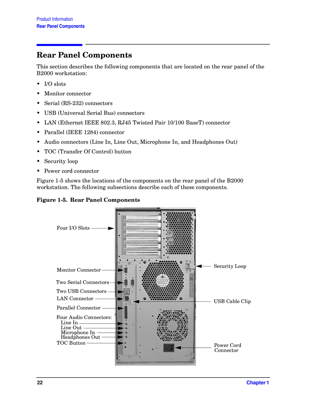 HP unix manual Rear Panel Components 