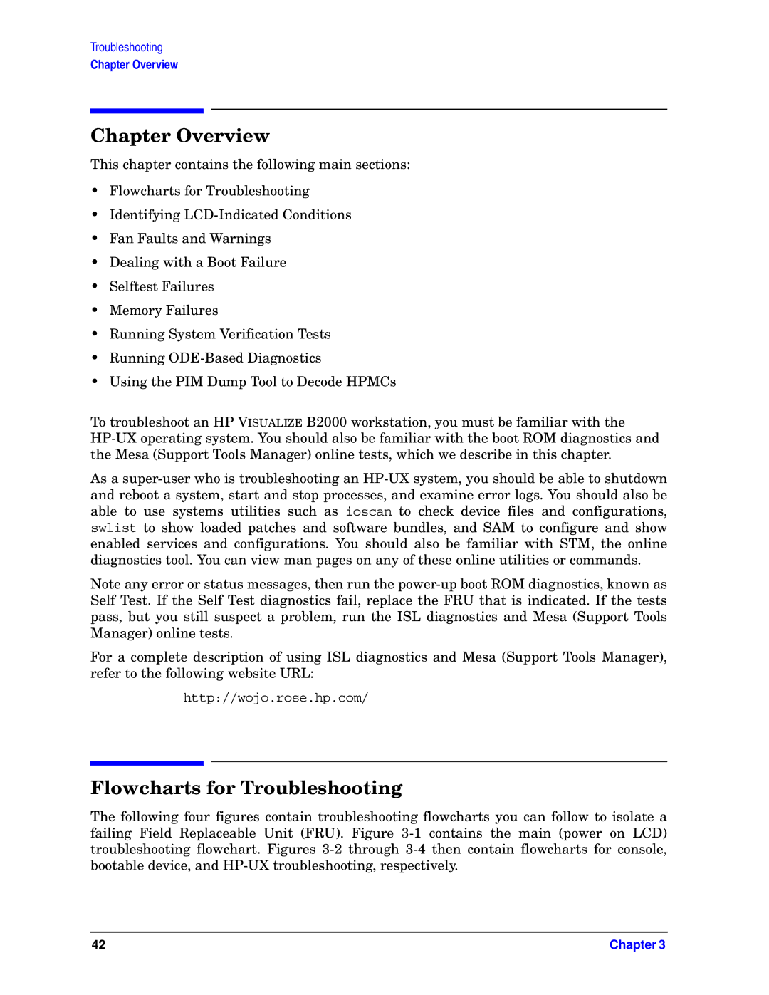 HP unix manual Chapter Overview, Flowcharts for Troubleshooting 