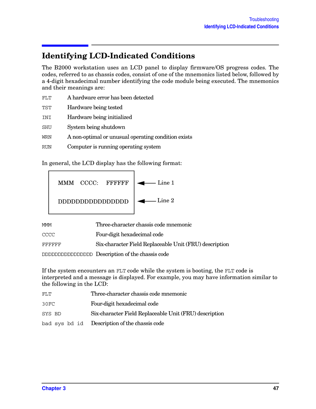 HP unix manual Identifying LCD-Indicated Conditions, Dddddddddddddddd 