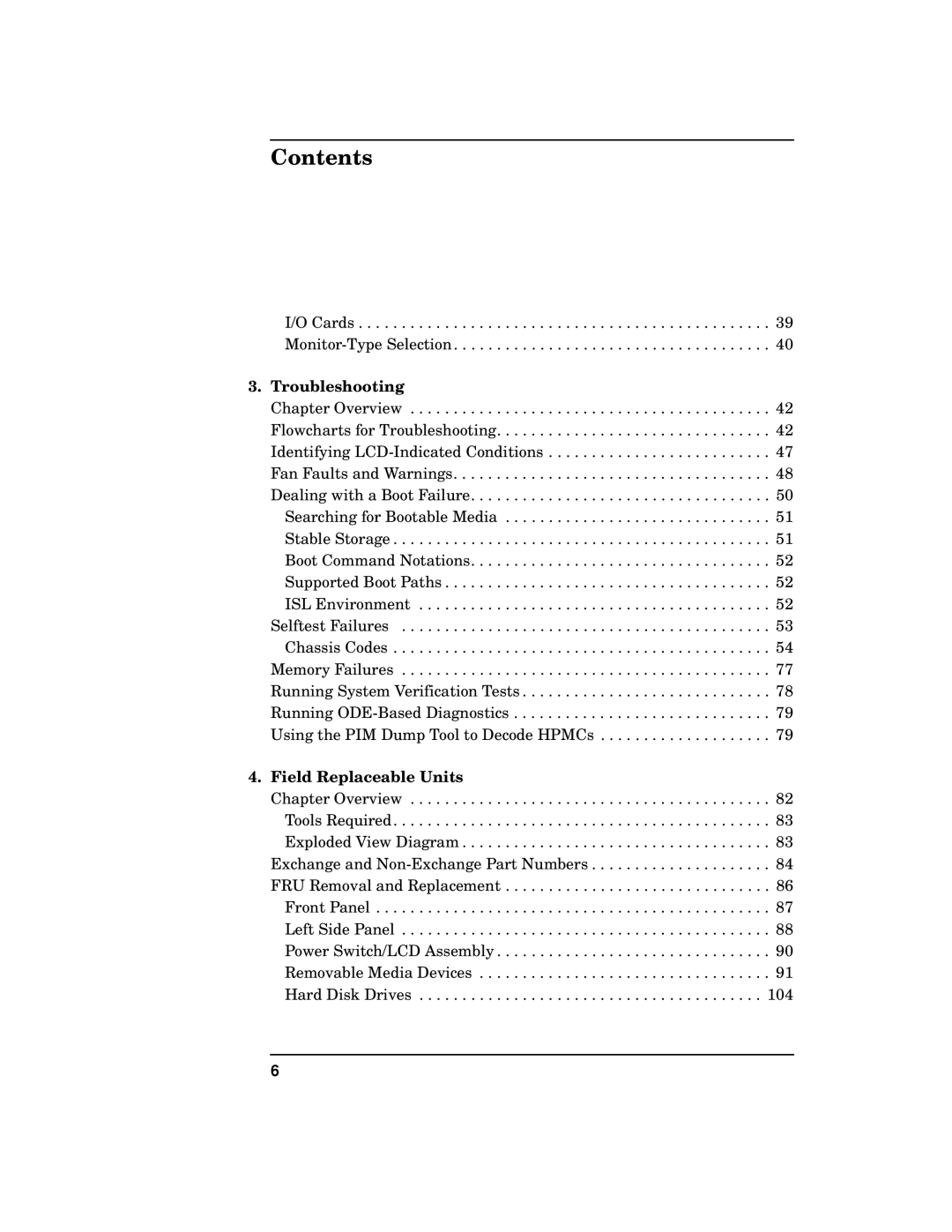 HP unix manual Troubleshooting, Field Replaceable Units 