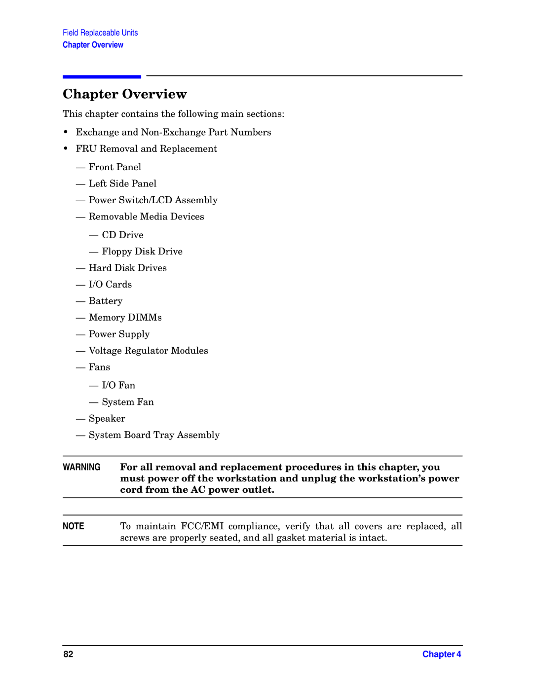 HP unix manual Field Replaceable Units 