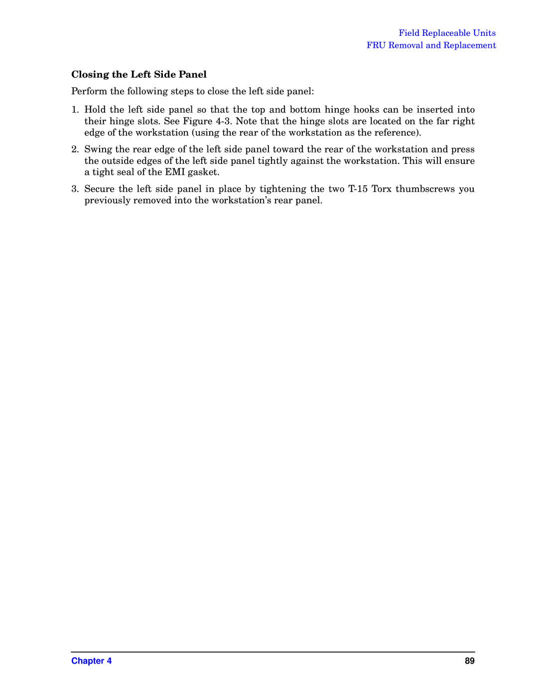 HP unix manual Closing the Left Side Panel 