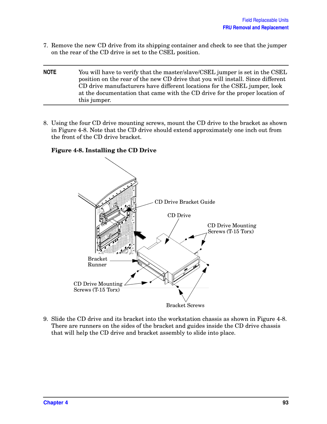 HP unix manual Installing the CD Drive 