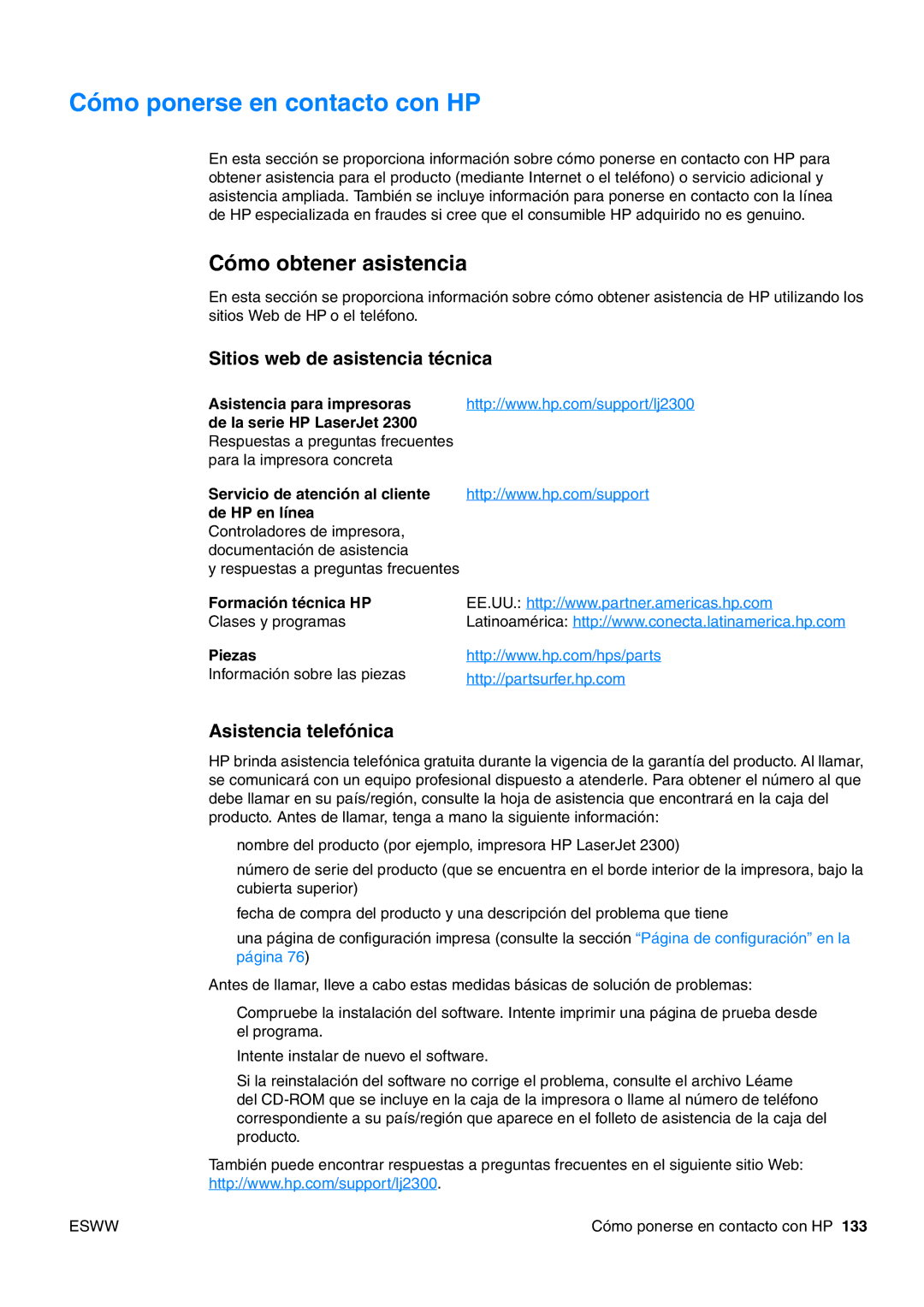 HP USO 2300 manual Cómo ponerse en contacto con HP, Cómo obtener asistencia, Sitios web de asistencia técnica 