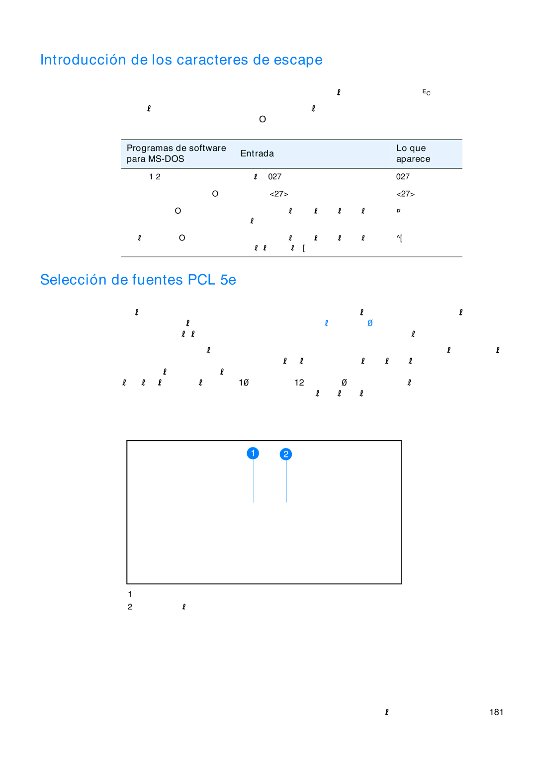 HP USO 2300 manual Introducción de los caracteres de escape, Selección de fuentes PCL 5e, Lotus Teclee 