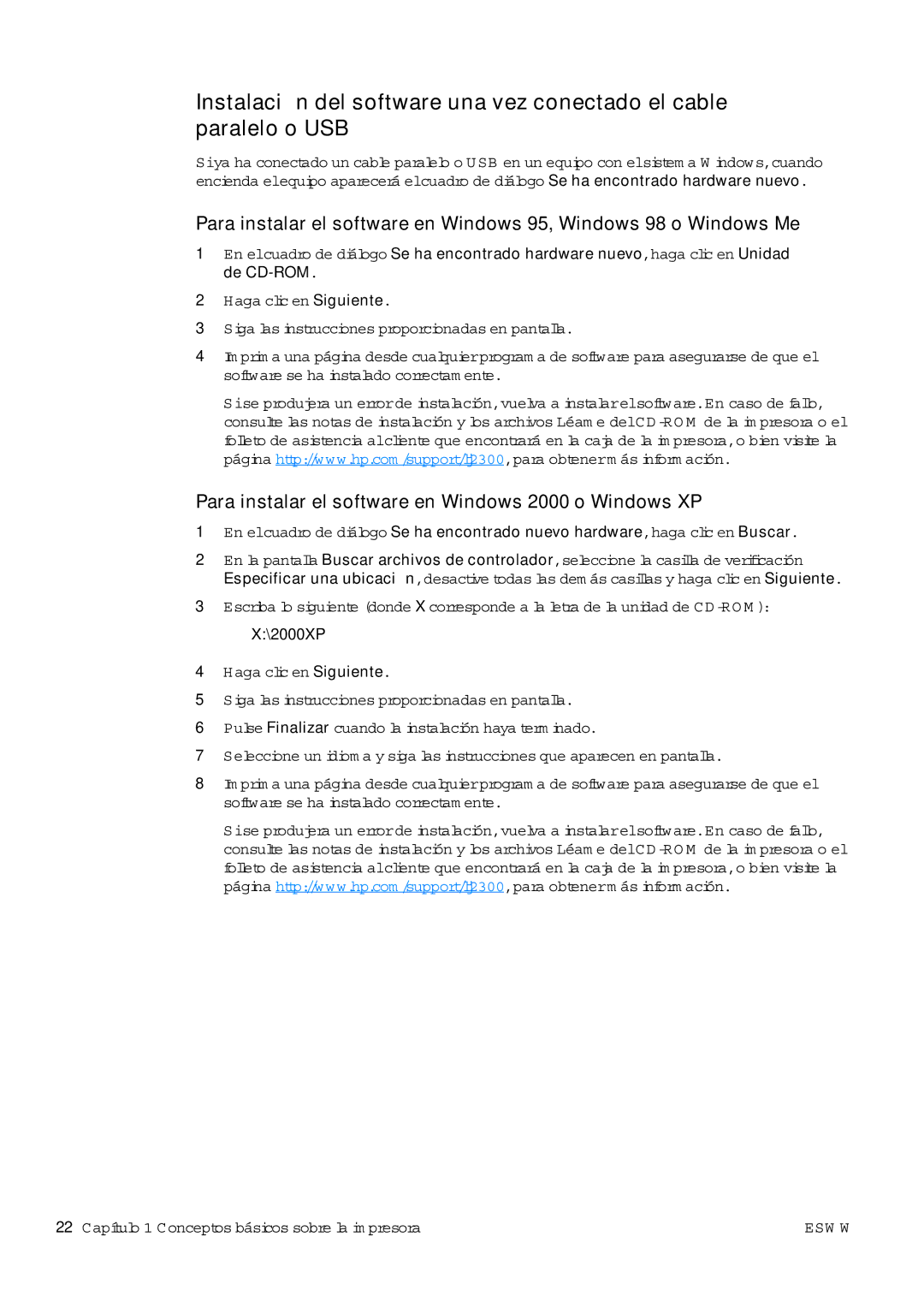 HP USO 2300 manual Para instalar el software en Windows 2000 o Windows XP 