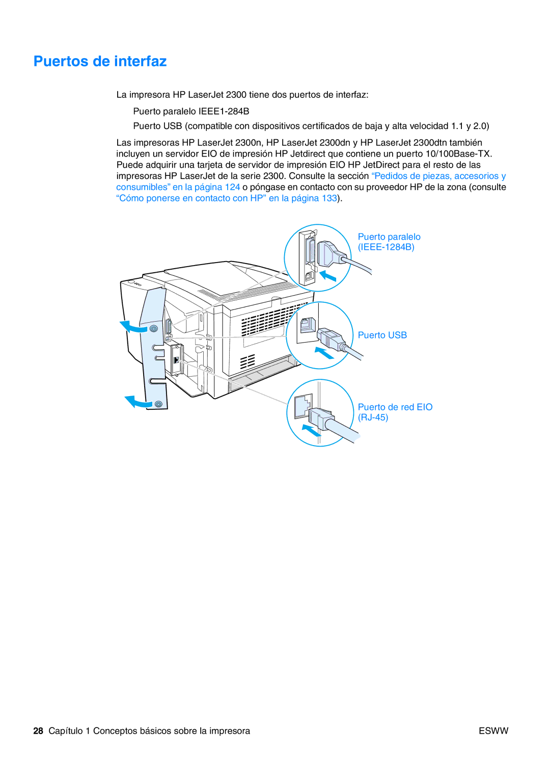 HP USO 2300 manual Puertos de interfaz 