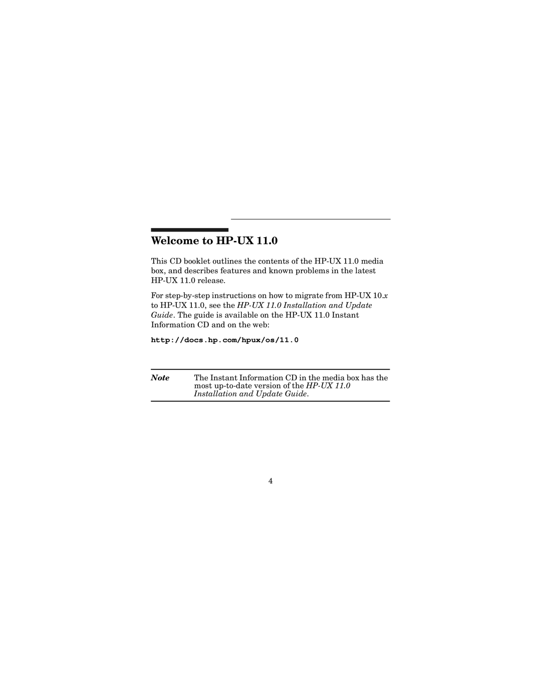 HP ux 11.0 manual Welcome to HP-UX 