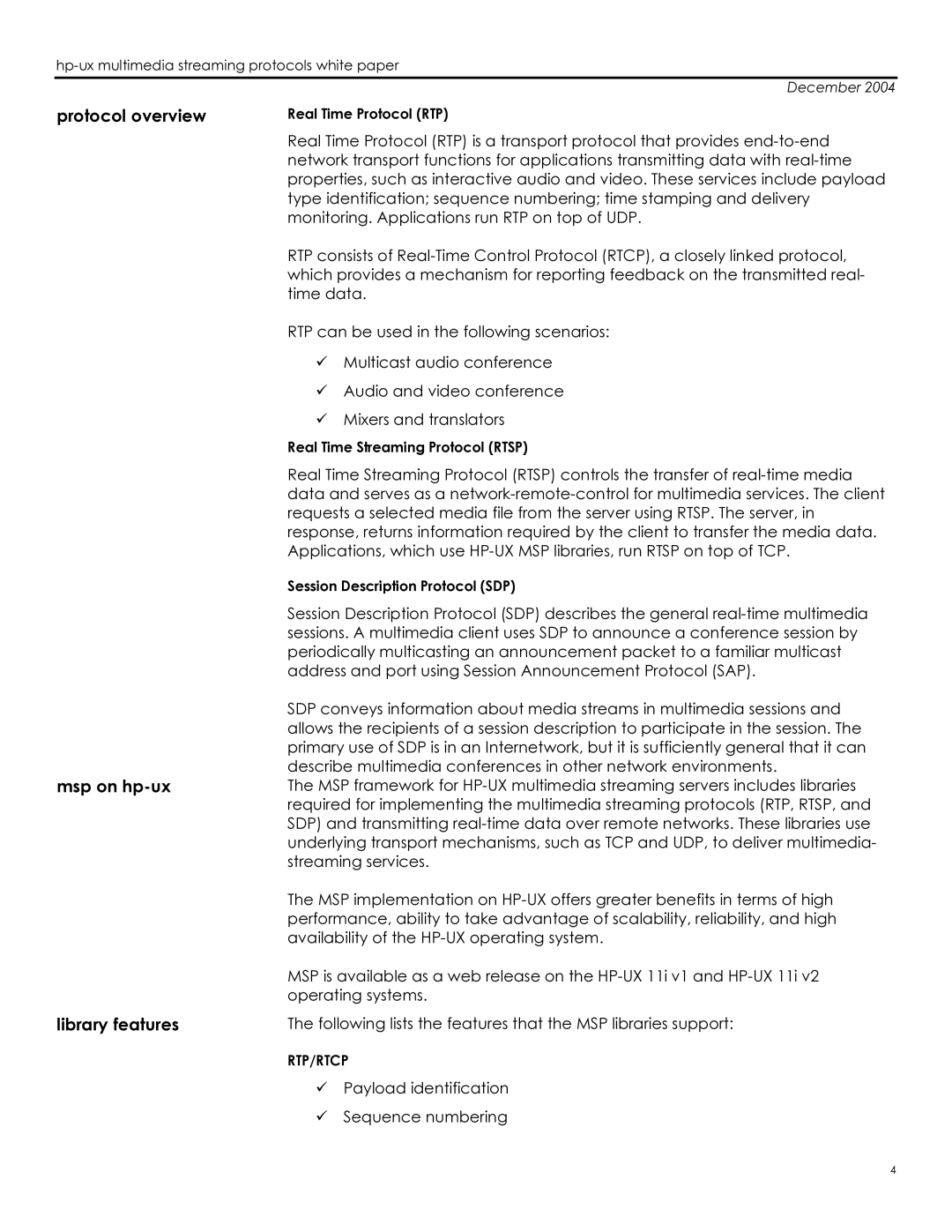 HP UX 11i Networking Links and Transports manual Protocol overview, Msp on hp-ux, Library features 