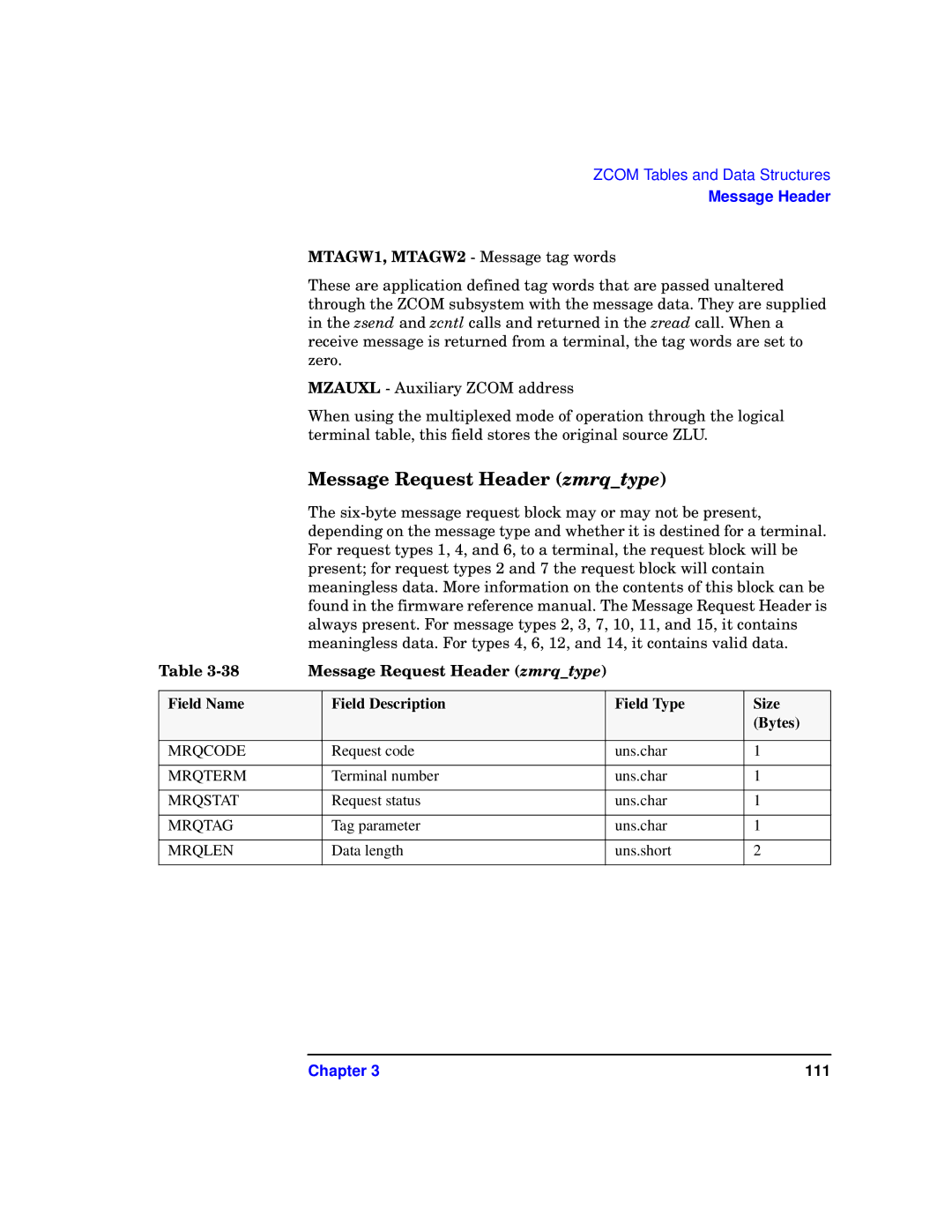 HP UX 11i v1 I/O Cards manual Mrqcode, Mrqterm, Mrqstat, Mrqtag, Mrqlen 