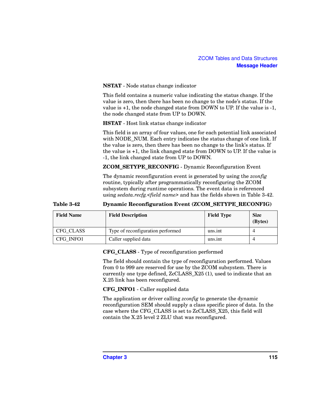 HP UX 11i v1 I/O Cards manual Dynamic Reconfiguration Event Zcomsetypereconfig, Cfgclass, CFGINFO1 