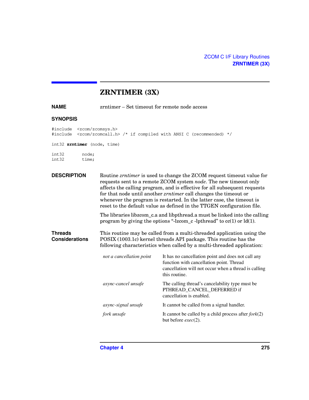 HP UX 11i v1 I/O Cards manual Zrntimer, Not a cancellation point 