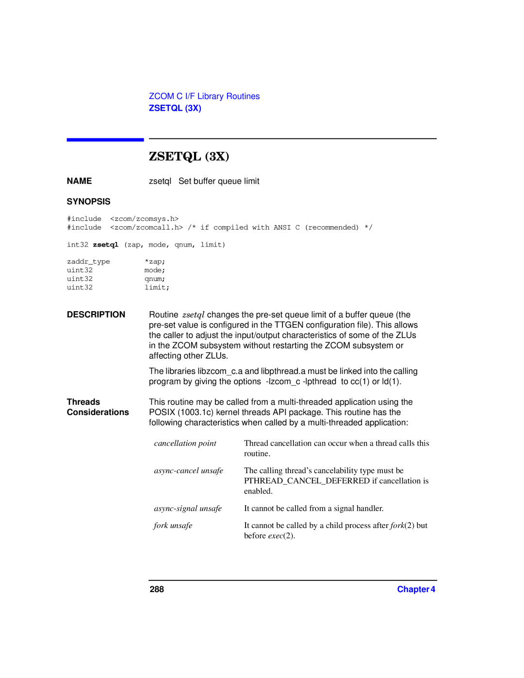 HP UX 11i v1 I/O Cards manual Zsetql, Cancellation point 