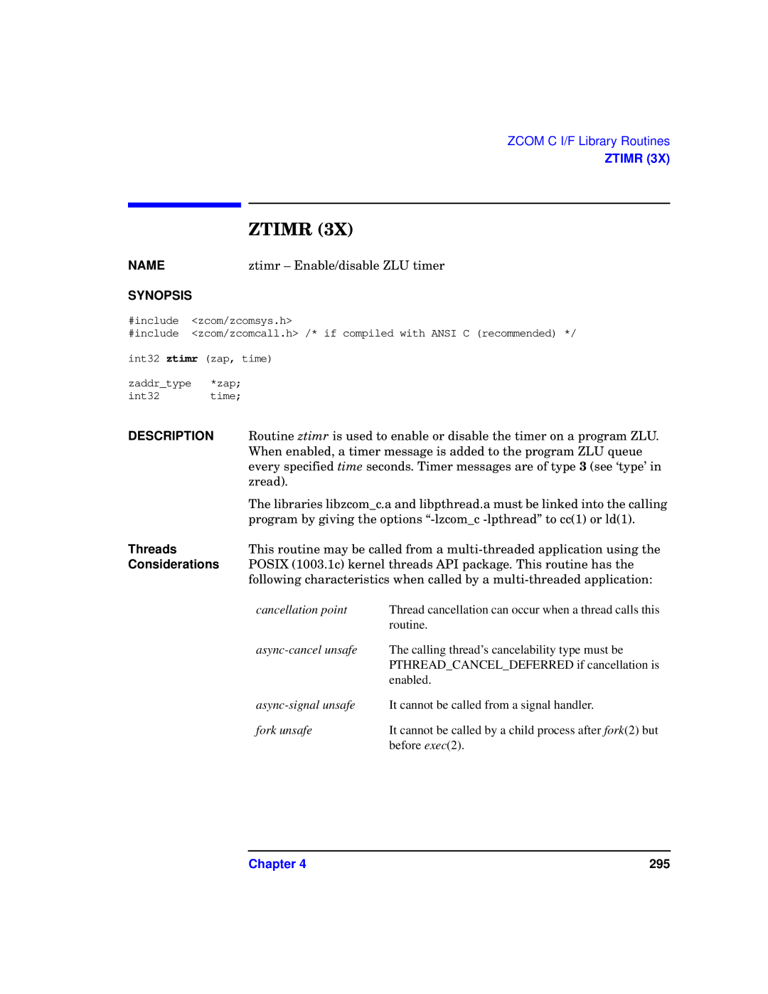 HP UX 11i v1 I/O Cards manual Ztimr, Cancellation point 