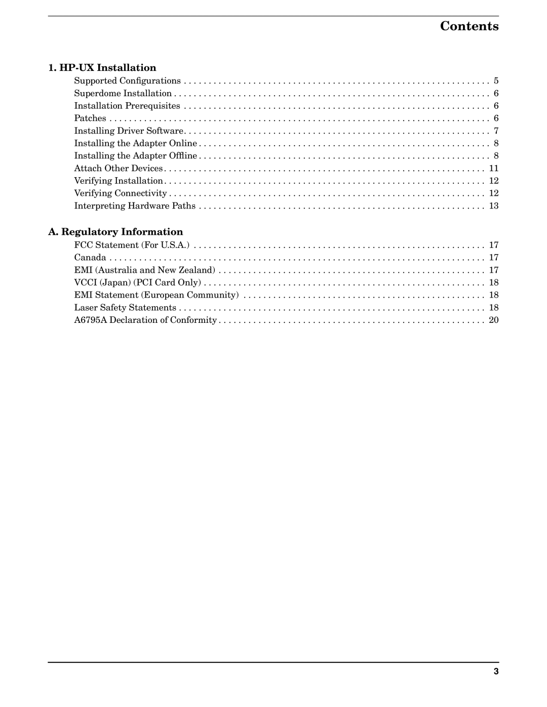 HP UX 11i v1 I/O Cards manual Contents 