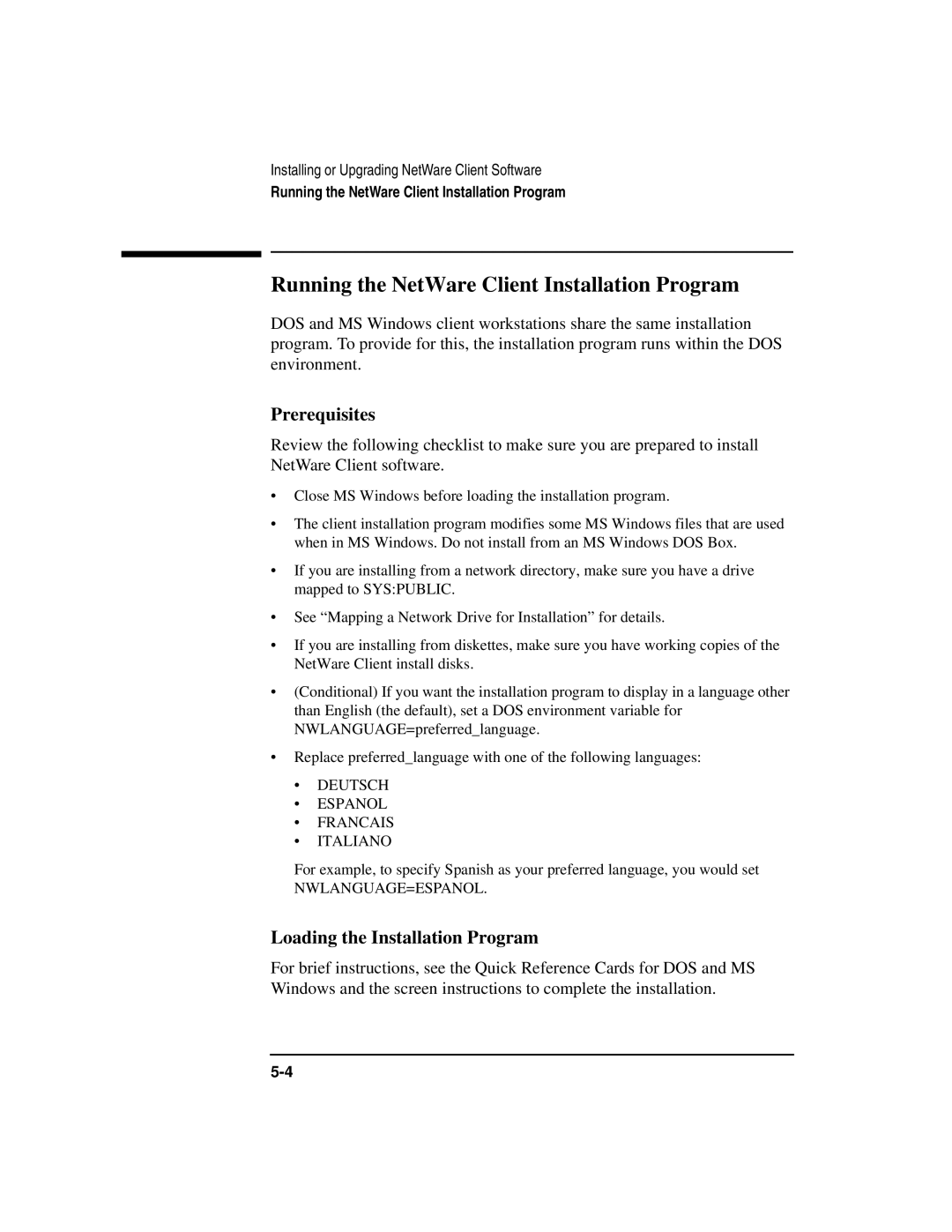 HP UX 11i v1 Networking Software manual Running the NetWare Client Installation Program, Loading the Installation Program 