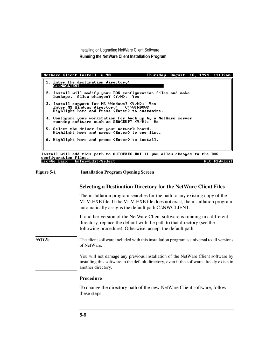 HP UX 11i v1 Networking Software manual Automatically assigns the default path C\NWCLIENT, These steps 