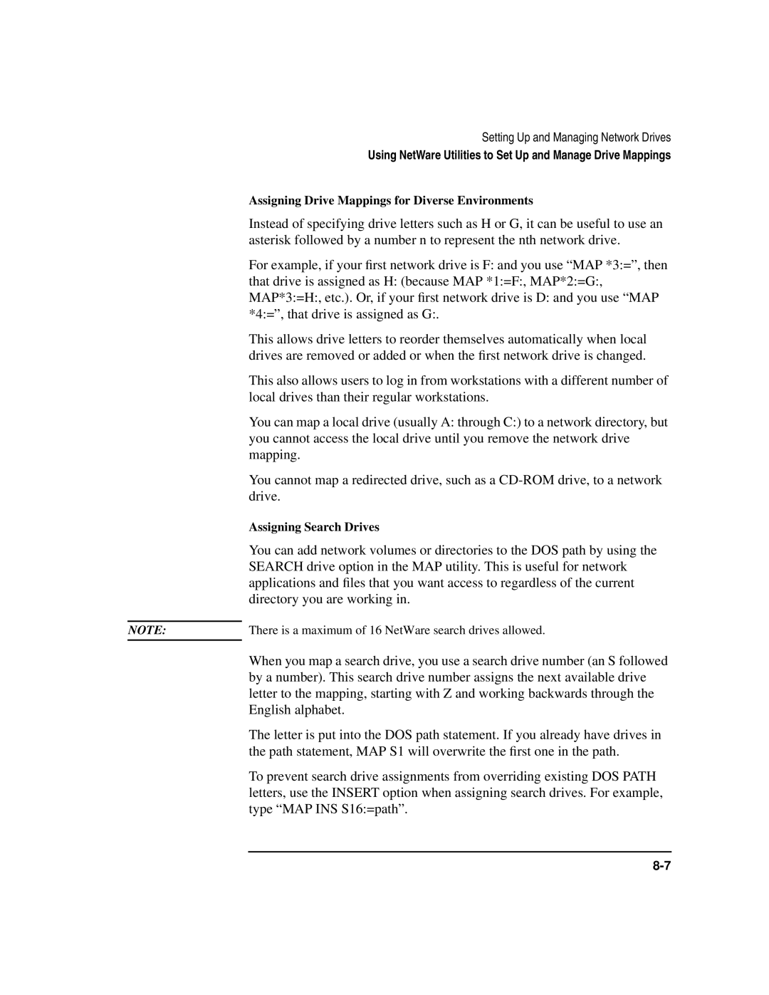 HP UX 11i v1 Networking Software manual Assigning Drive Mappings for Diverse Environments, Assigning Search Drives 