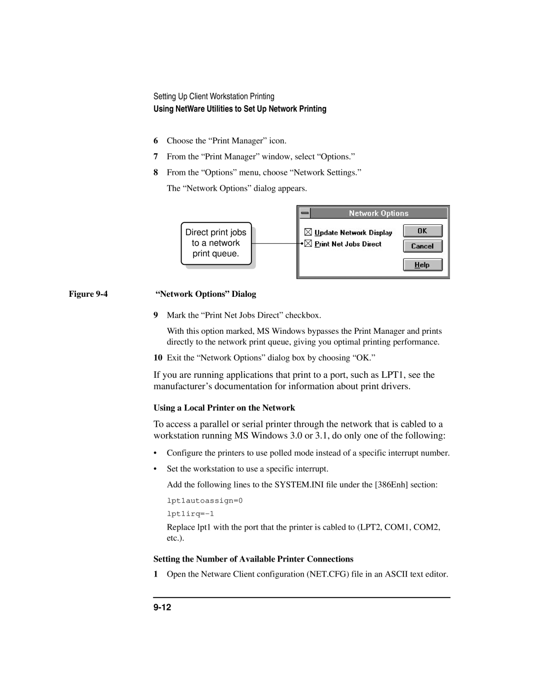 HP UX 11i v1 Networking Software manual Network Options Dialog, Using a Local Printer on the Network 