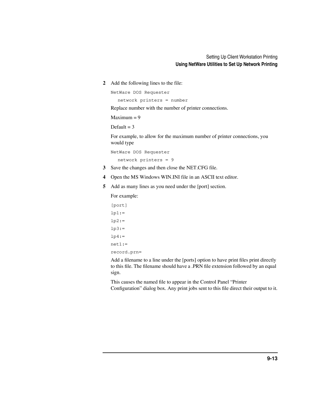 HP UX 11i v1 Networking Software manual Port Lp1= Lp2= Lp3= Lp4= Net1= Record.prn= 