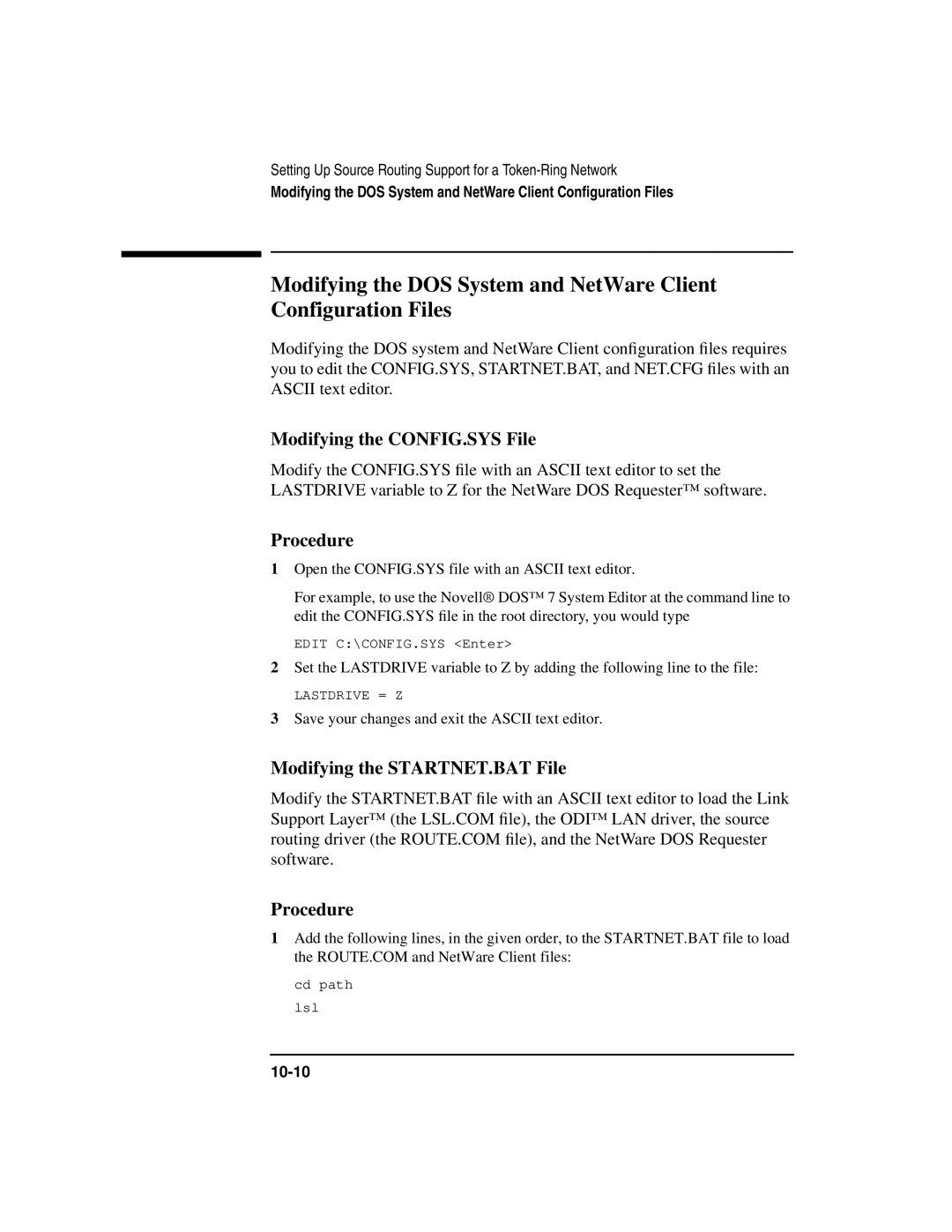 HP UX 11i v1 Networking Software manual Modifying the CONFIG.SYS File, Modifying the STARTNET.BAT File Procedure 