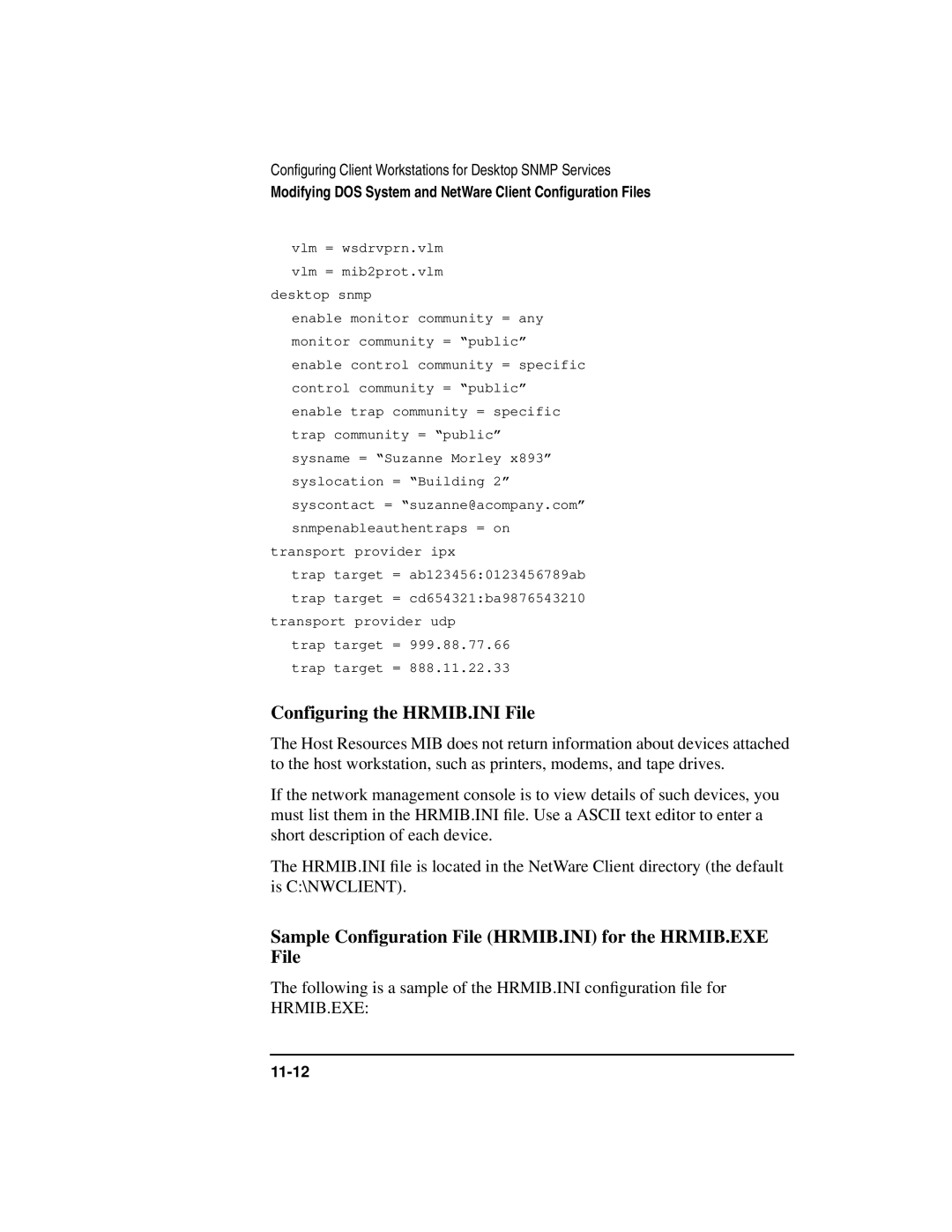 HP UX 11i v1 Networking Software manual Configuring the HRMIB.INI File 