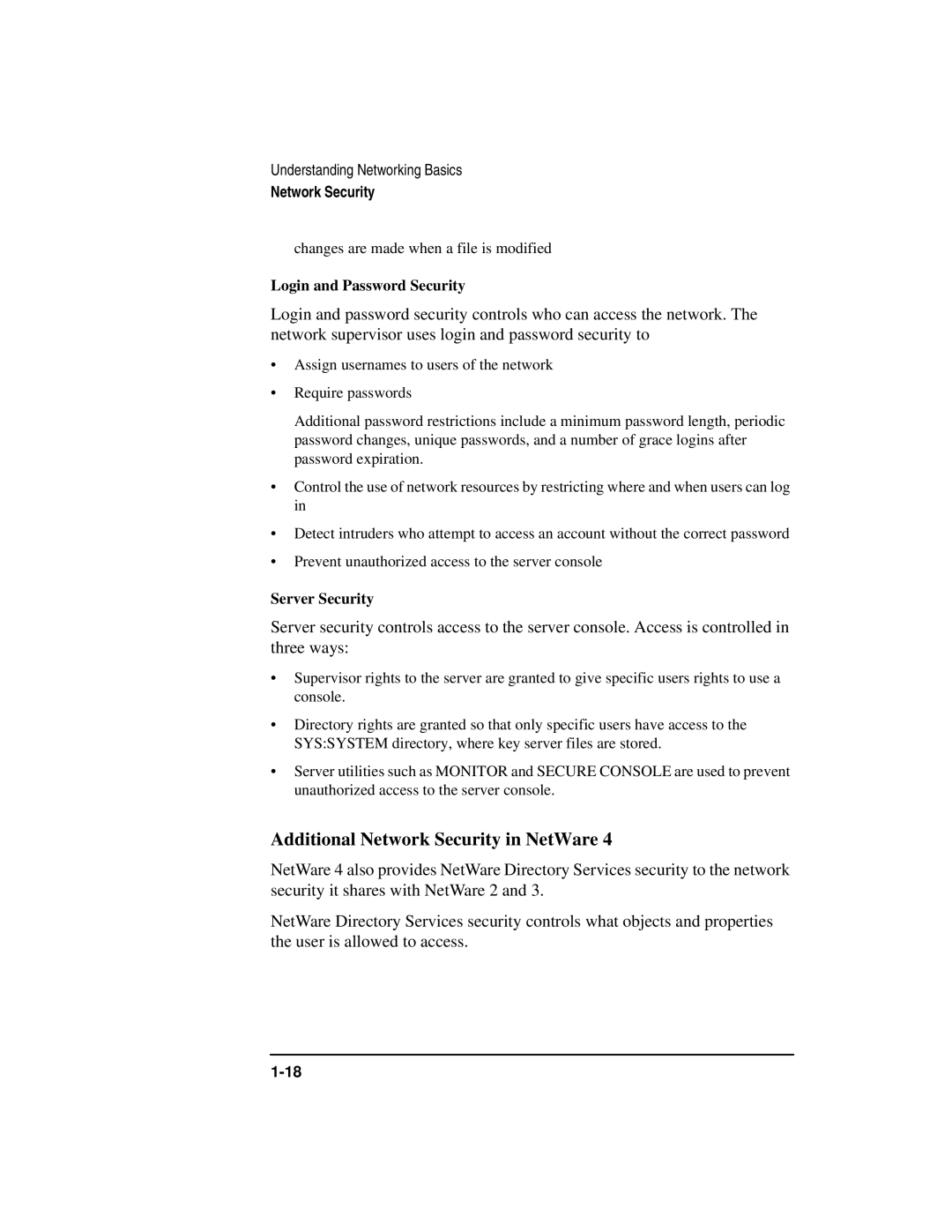 HP UX 11i v1 Networking Software Additional Network Security in NetWare, Login and Password Security, Server Security 