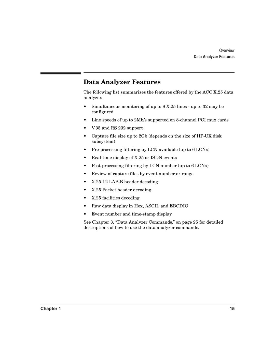 HP UX 11i v2 I/O Cards manual Data Analyzer Features 