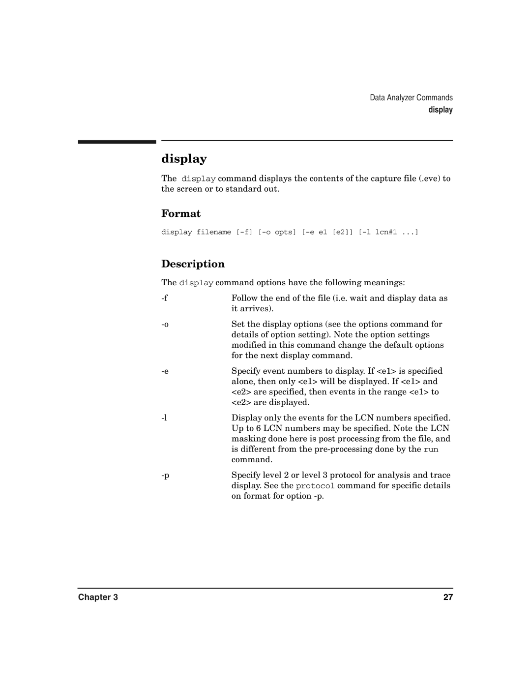 HP UX 11i v2 I/O Cards manual Display, Format, Description 