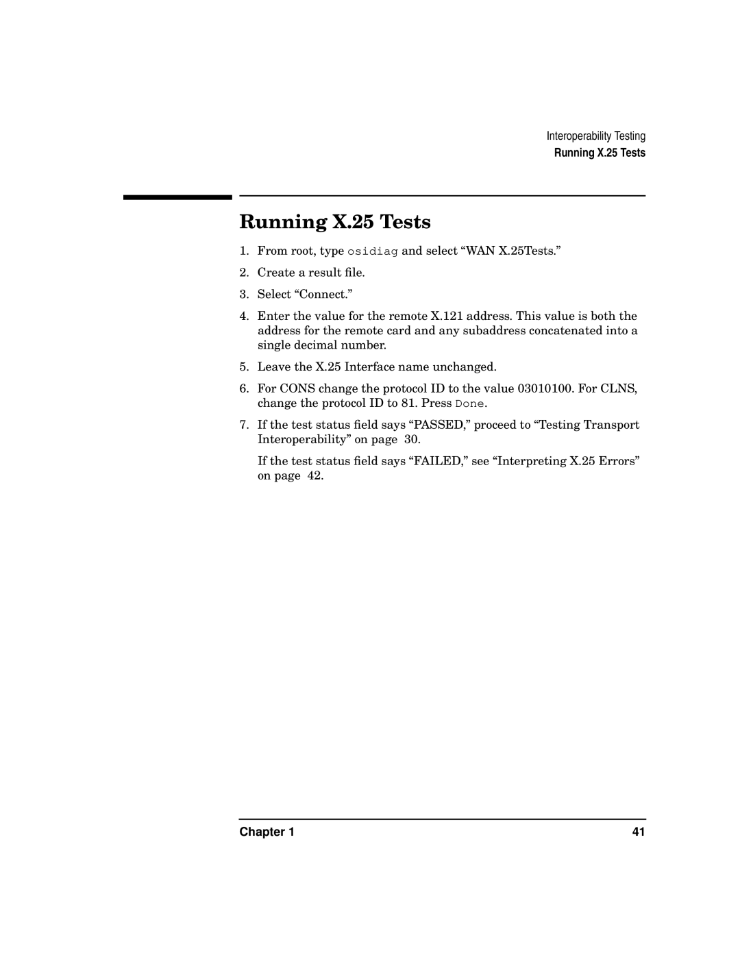 HP UX 11i v2 Networking Software manual Running X.25 Tests 