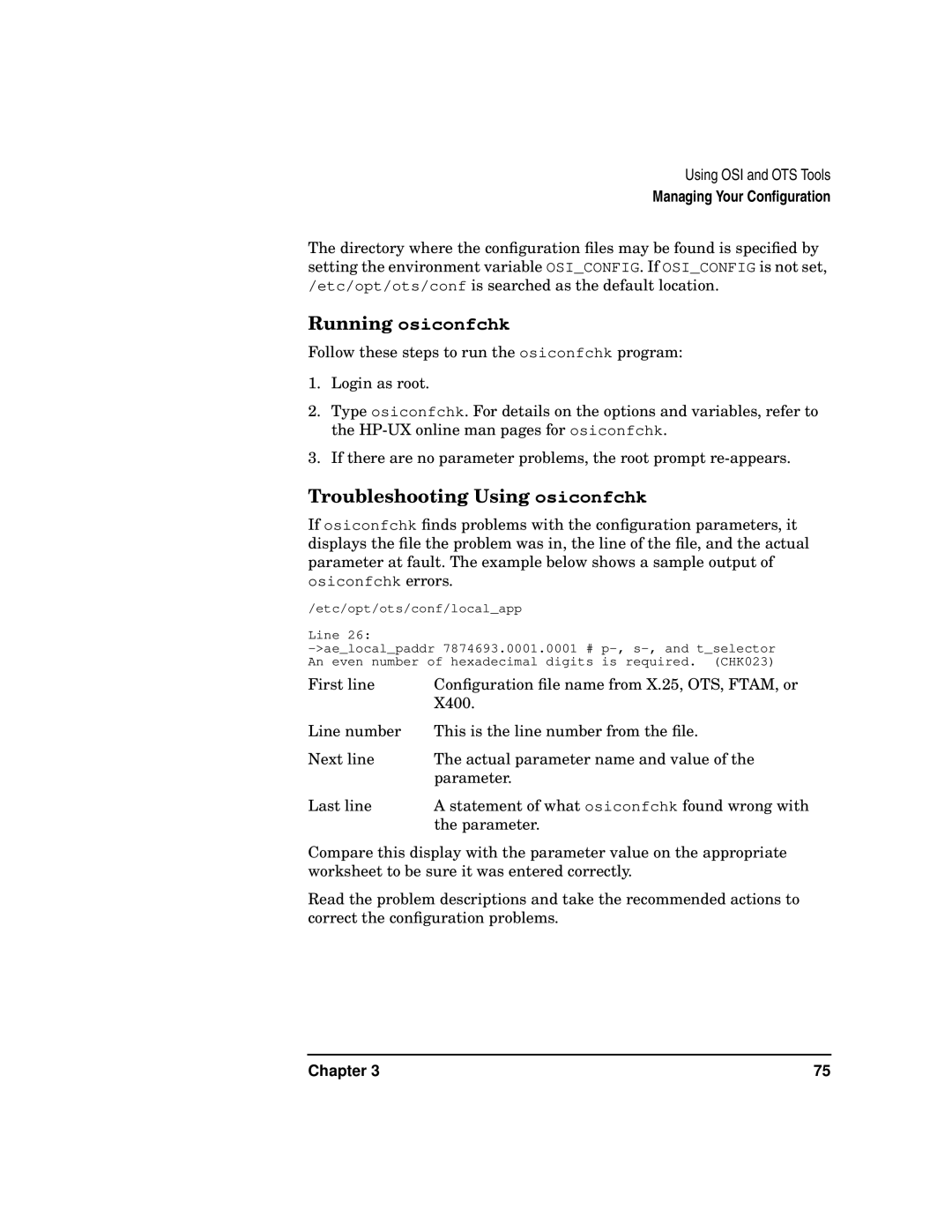 HP UX 11i v2 Networking Software manual Troubleshooting Using osiconfchk 