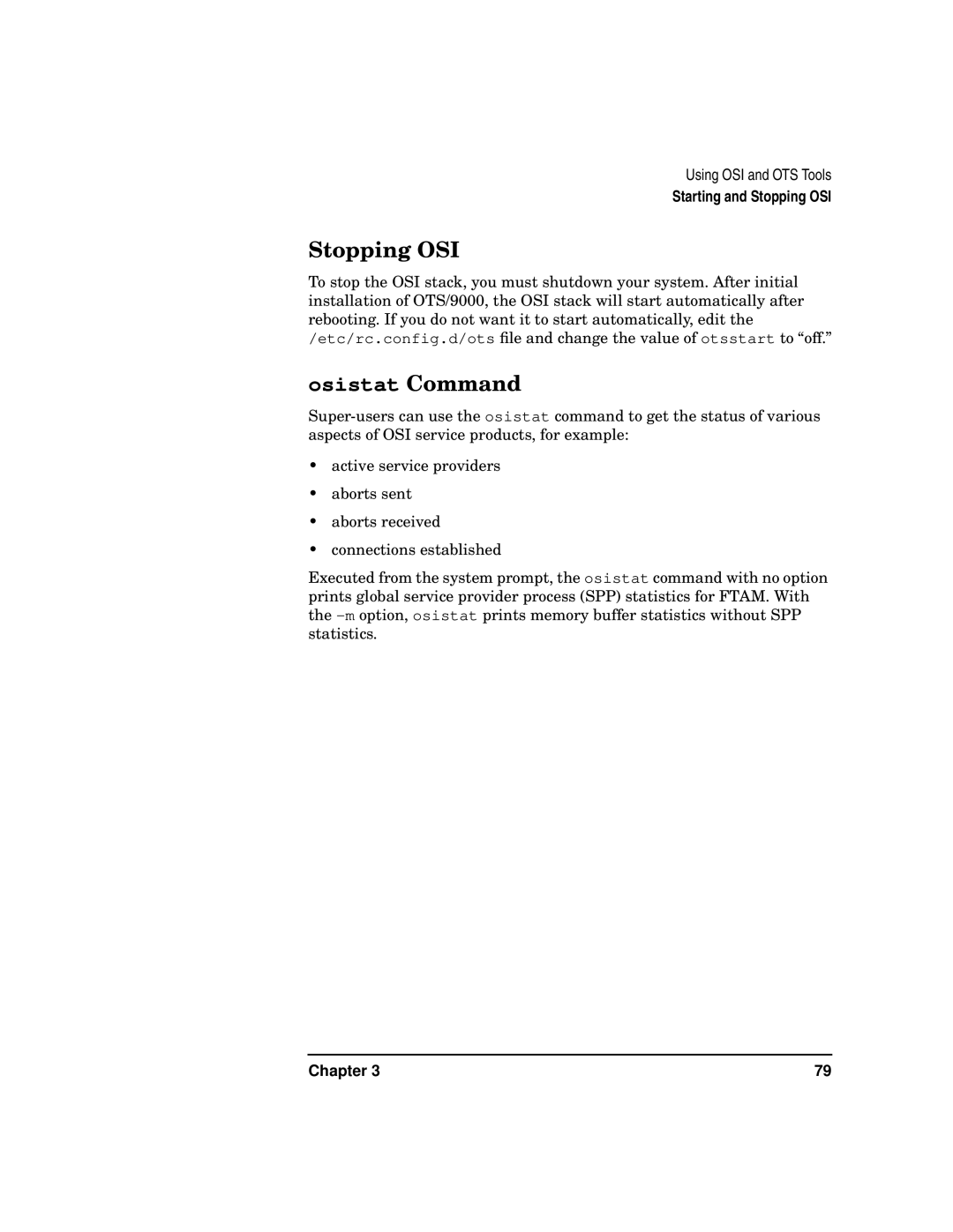 HP UX 11i v2 Networking Software manual Stopping OSI, Osistat Command 