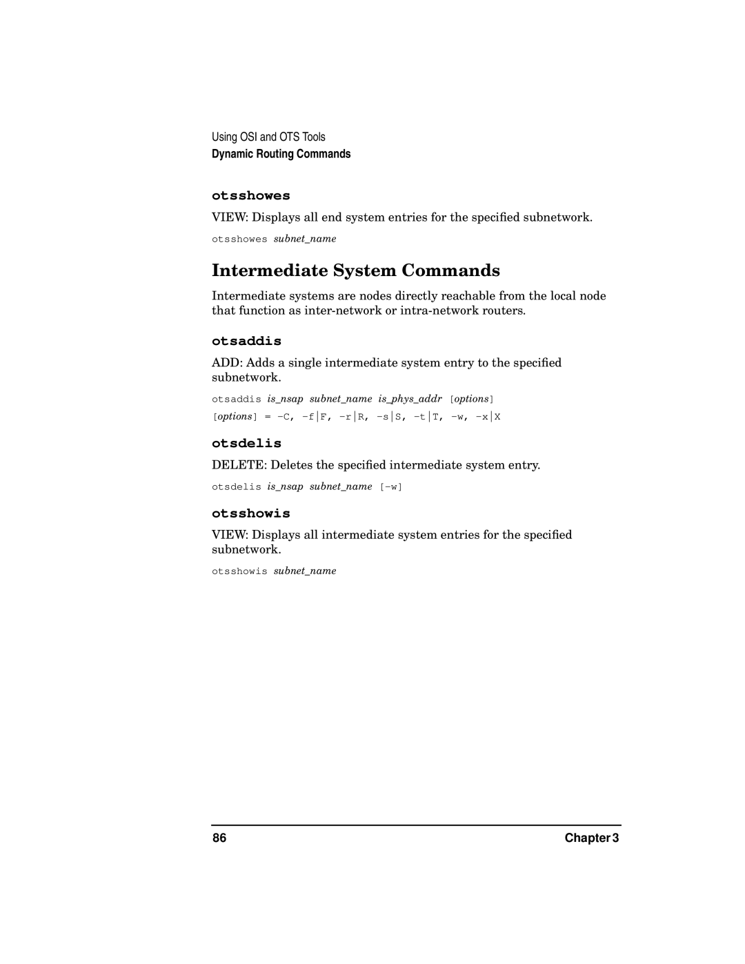 HP UX 11i v2 Networking Software manual Intermediate System Commands, Otsaddis 