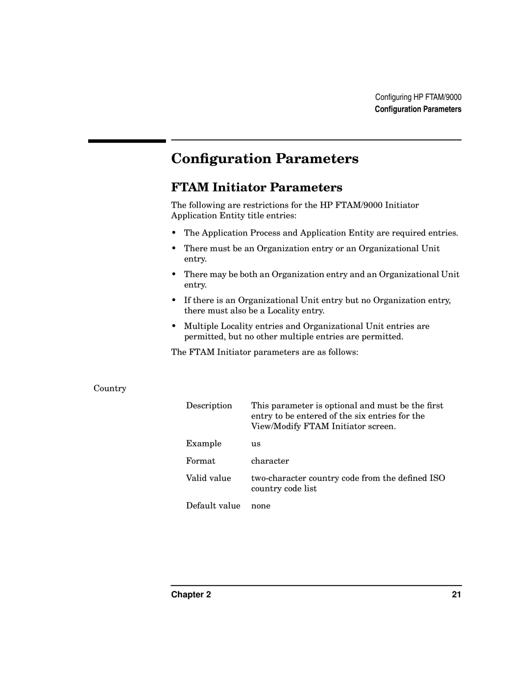 HP UX 11i v2 Networking Software manual Conﬁguration Parameters, Ftam Initiator Parameters 