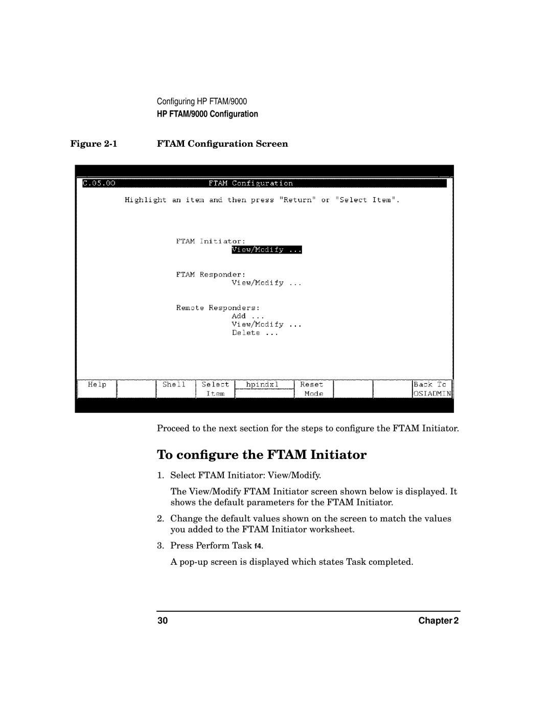 HP UX 11i v2 Networking Software manual To conﬁgure the Ftam Initiator, Ftam Conﬁguration Screen 