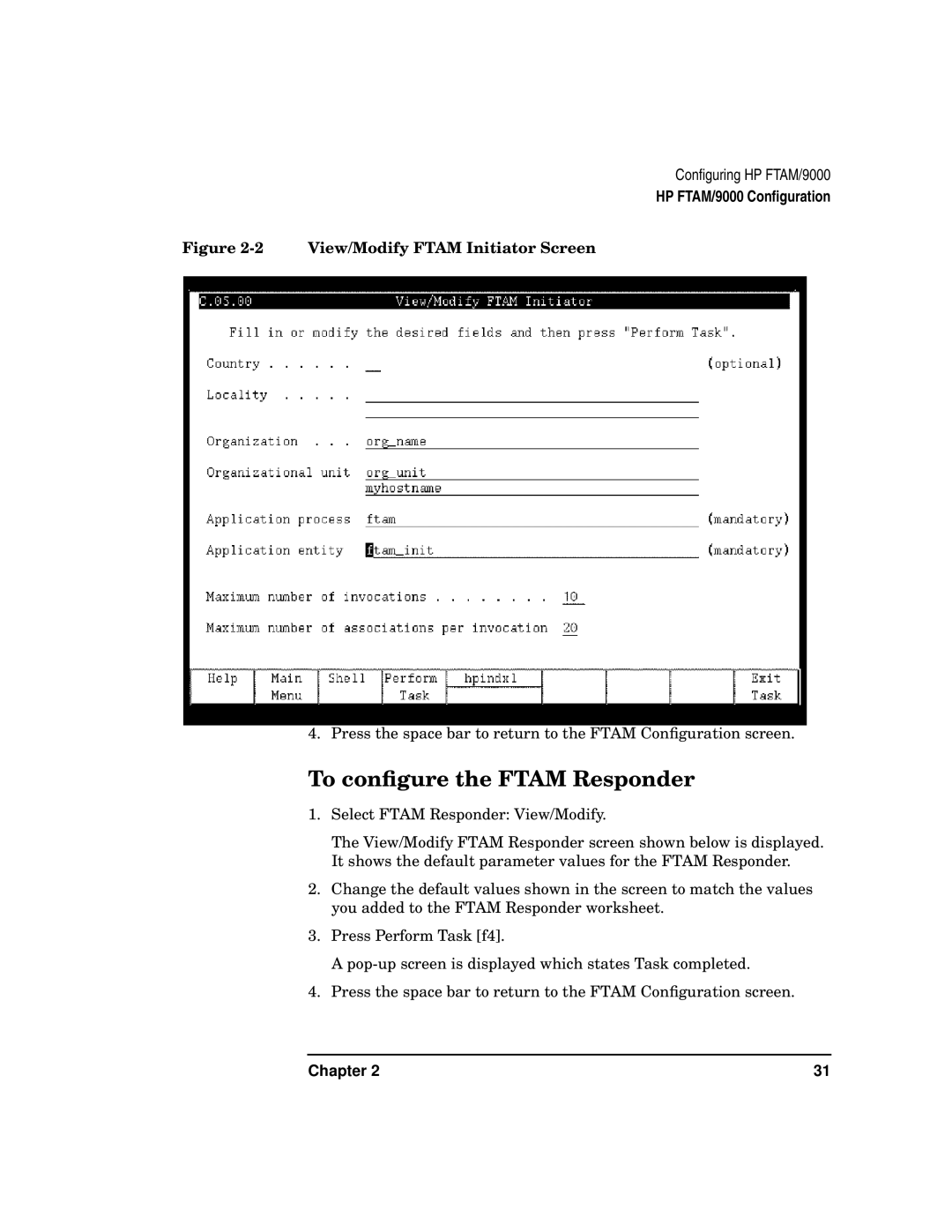 HP UX 11i v2 Networking Software manual To conﬁgure the Ftam Responder, View/Modify Ftam Initiator Screen 