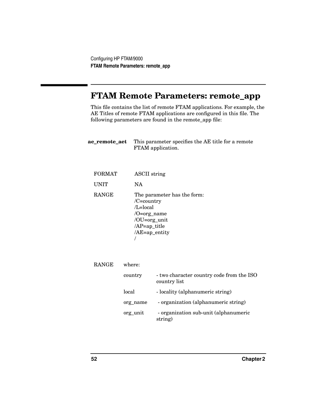 HP UX 11i v2 Networking Software manual Ftam Remote Parameters remoteapp 