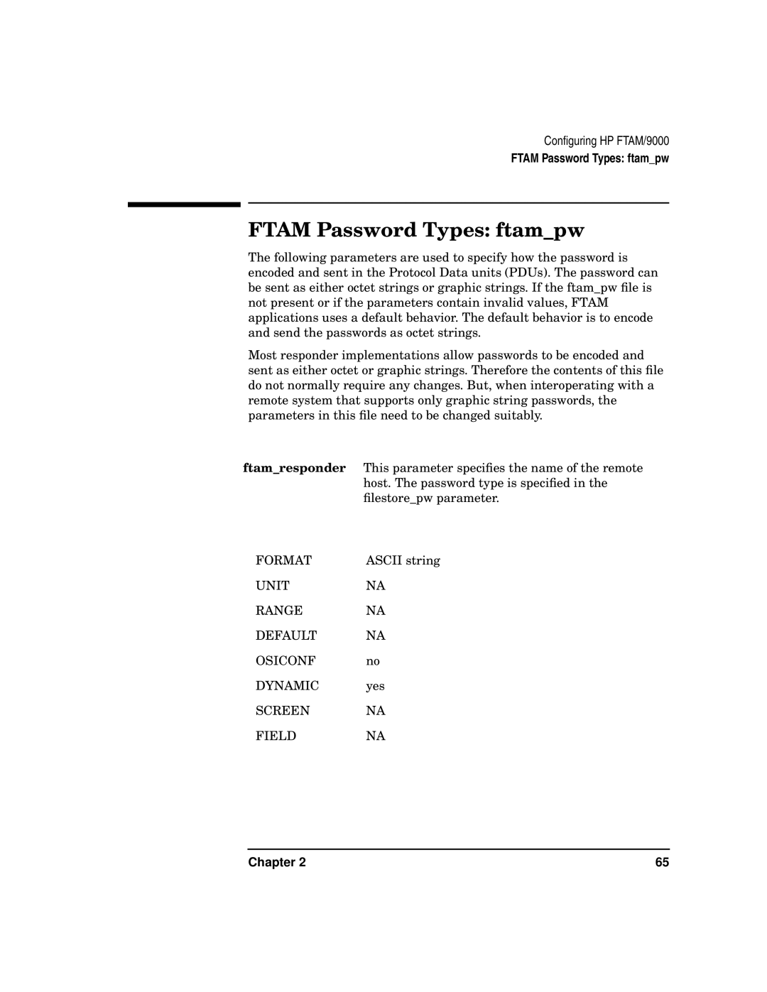 HP UX 11i v2 Networking Software manual Ftam Password Types ftampw 