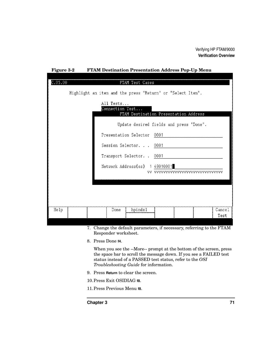 HP UX 11i v2 Networking Software manual Ftam Destination Presentation Address Pop-Up Menu 